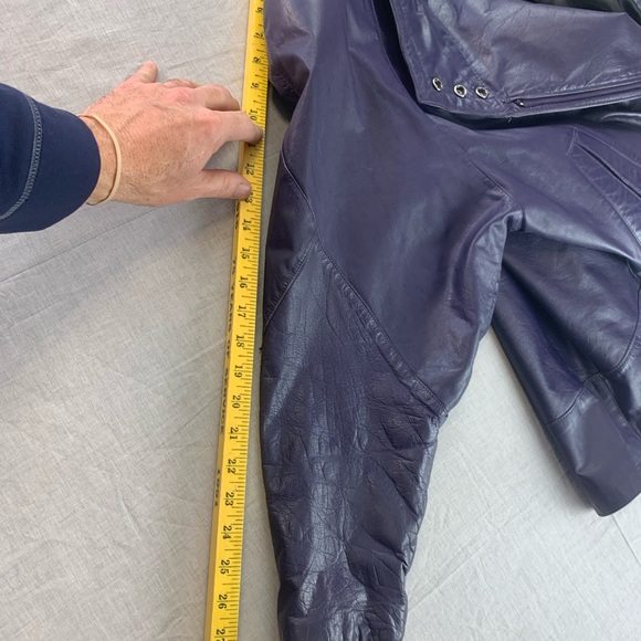 Vintage Danier sport leather coat 90s purple size medium Moto style - Picture 12 of 15